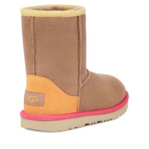UGG Classic Short Boots Big Kids Size 5 Tan Pink Shearling Suede